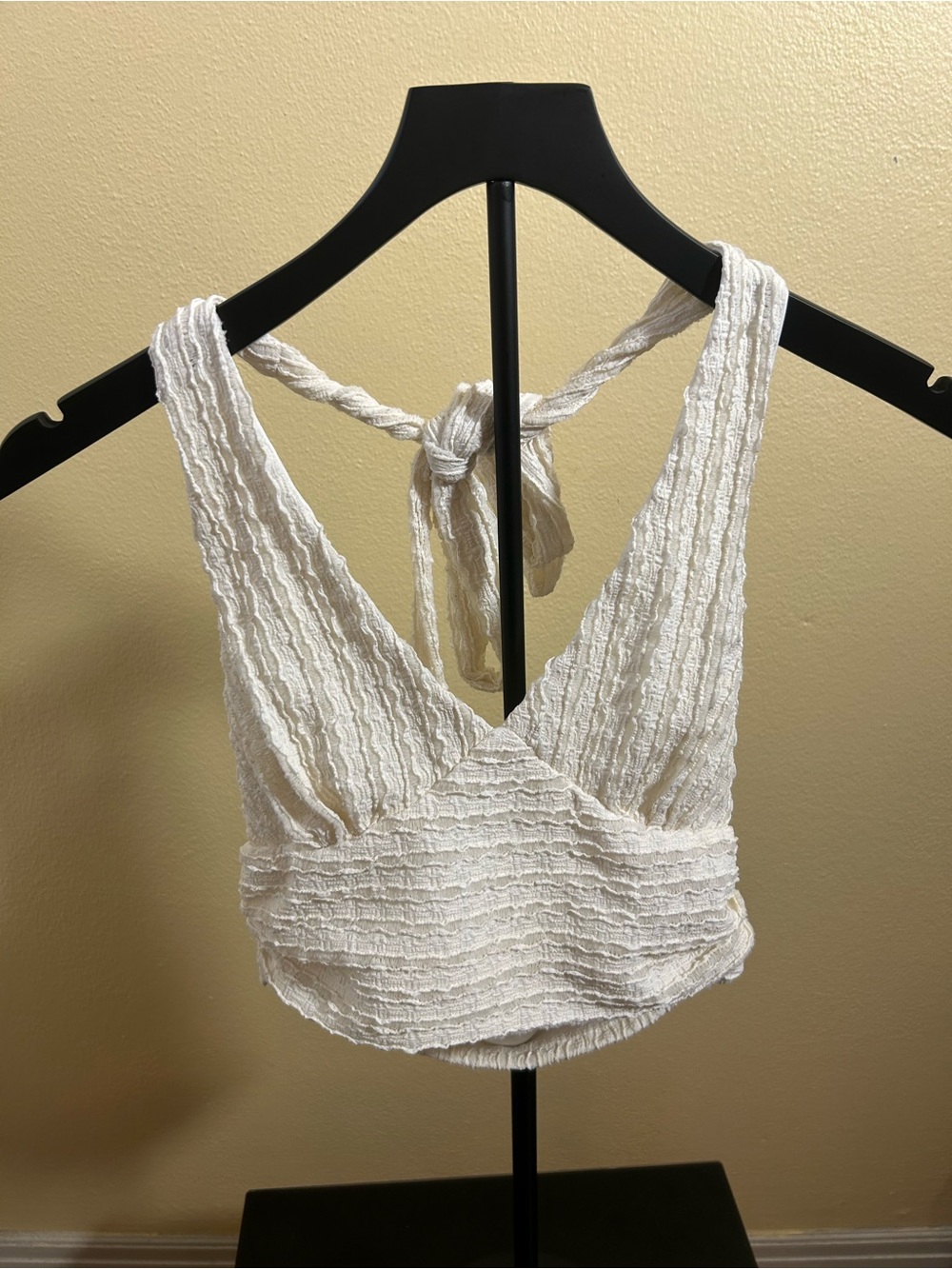 White Textured Tie-Back Cropped Tank Top & Skirt 2 piece set
